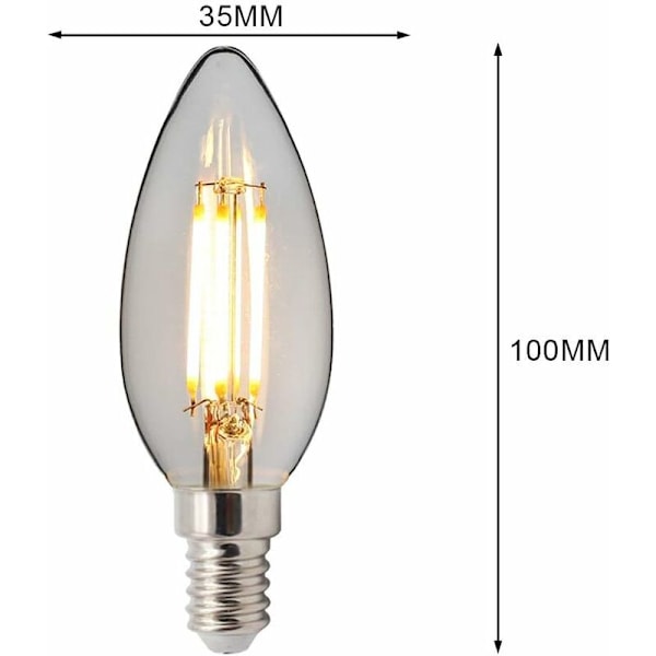 10-pakke C35 LED-glødepære 220V/240V 4W Edison (C35 E14)