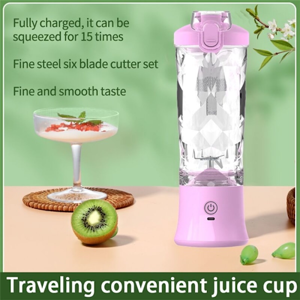 Bärbar mixer 600ML Elektrisk juicepress Fruktmixer 4000MAh USB Laddningsbar Smoothie Miniblender Personlig Juicepress, Lila