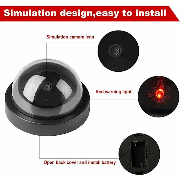 Dummykameror med Solpanel, Falska Säkerhetskameror med LED-Ljus för Inomhus och Utomhus Användning (4-pack, Silver)