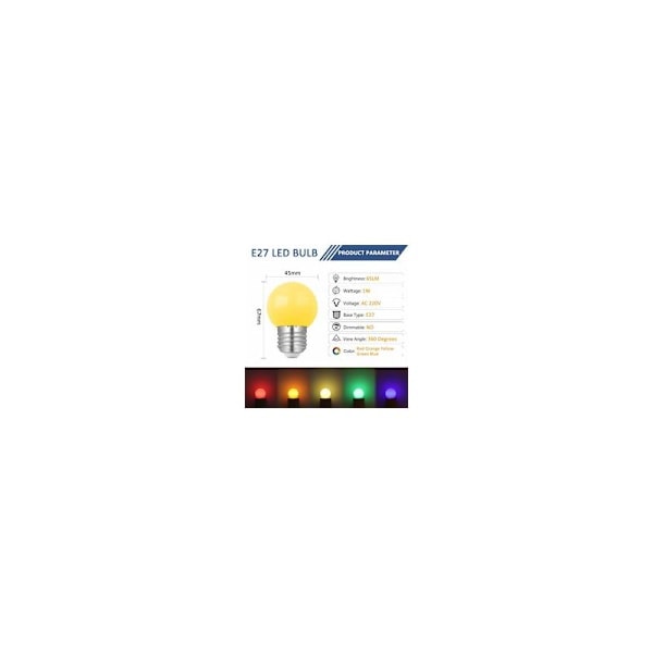 10-pack 1W B22 LED-lampor, Färgade Bajonettlampor, G45 Mini-globlampor, Röd Grön Blå Orange Gul för Bröllop, Halloween, Jul (Grön
