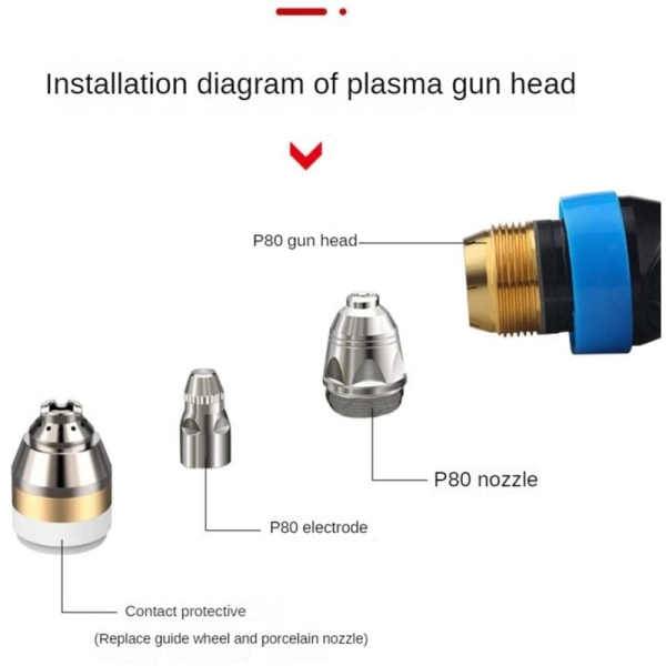Plasmaleikkauslisävarusteet P80 Leikkaussuutin Kuparinen Suojaholkki Valkoinen Hitsauskosketus Leikkaussuoja