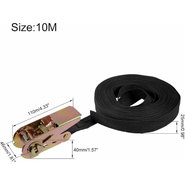 10mx25mm Räikkäkiinnityshihna Kuormahihnat 250kg Työkuorma 2kpl
