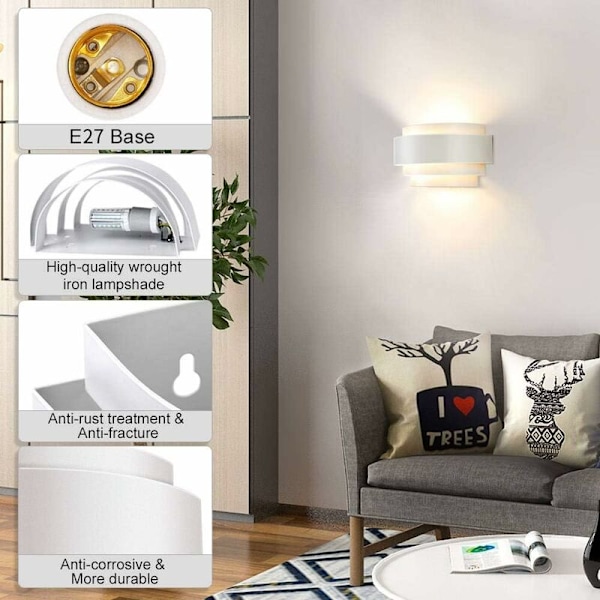 LED Vägglampor Vägglampa Inomhus Sconce Enkel Design Metalllampa för Sovrum Trapphus Butik Vardagsrum Kontor Veranda Inomhus Vägglampor Varmvit