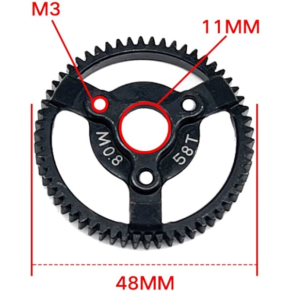 32P(M0.8) 58T teräksinen moottorin hammaspyörä 1/10 Summit, , E-, Slash RC-kuorma-auton päivitysosat