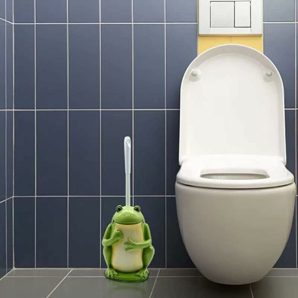 Kompakt harpiks toiletbørste til badeværelse frø mønster grøn