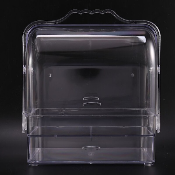 Akryl gennemsigtig kosmetisk makeup organizer smykker opbevaringsboks dobbelt åbent låg kvinder kosmetisk opbevaringsboks skrivebord makeup taske-A