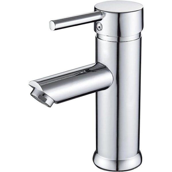 Badrumsblandare, Modern Hög Basin Kran, Massiv Mässing Basin Kran, Enhandtagsblandare Passar för Badrumsvask, Krom