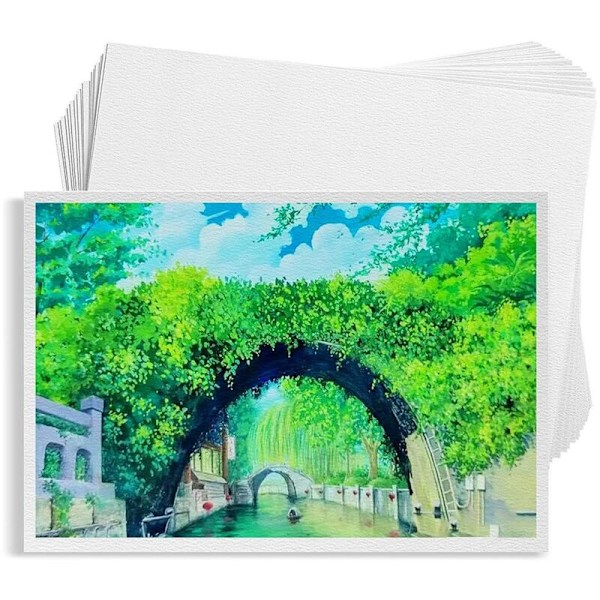 60 ark akvarellpapper, kallpressat 50 % bomull 140lb/300gsm syrafritt vitt papper i bulk (7,68 x 5,31 tum)