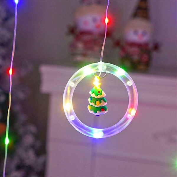 Julelys Garland til vinduer, indendørs juledekoration, julelysgardin, juleophæng, LED-garland til vinduesdekoration, 120 LED'er