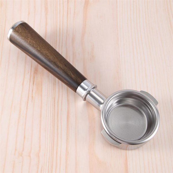 58mm Kaksoiskorvakahvainen Suodatinpidike E61 Kahvikoneelle Pohjaton Puukahvalla C-tyylinen