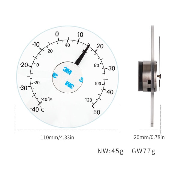 Ulkoinen lämpömittari Ikkuna Digitaalinen lämpömittari Tarra Vedenpitävä Lämpötilamittari