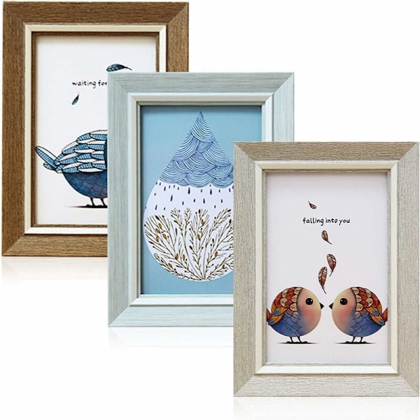 Fotobordsset, Väggfotobordsset, 3 stycken Original Fotobords, PS-material, Med Krokar, Hängande (17,78 X 12,7Cm, Grå, Kaffe Färg, Grön) H