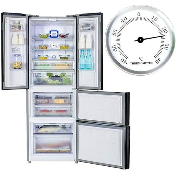 Kyltermometer för frys, -40°C - 40°C Stor enkel urtavla Frys Inkubator Aluminiumlegering Ram Håll maten fräsch