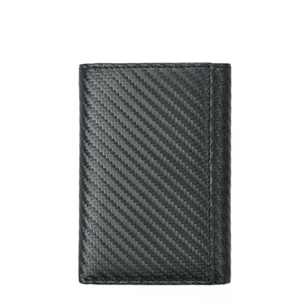 1 st kolfiber RFID plånbok för män med stor kapacitet 3-faldig flerkortsfack kohudsplånbok