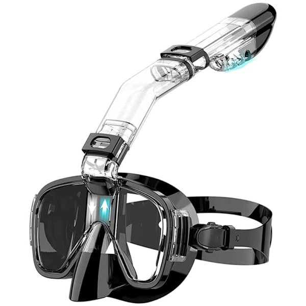 2X Foldbar Dykkedeksel Snorkel med System og Kamerafeste, Profesjonelt Utstyr for Barn - Svart
