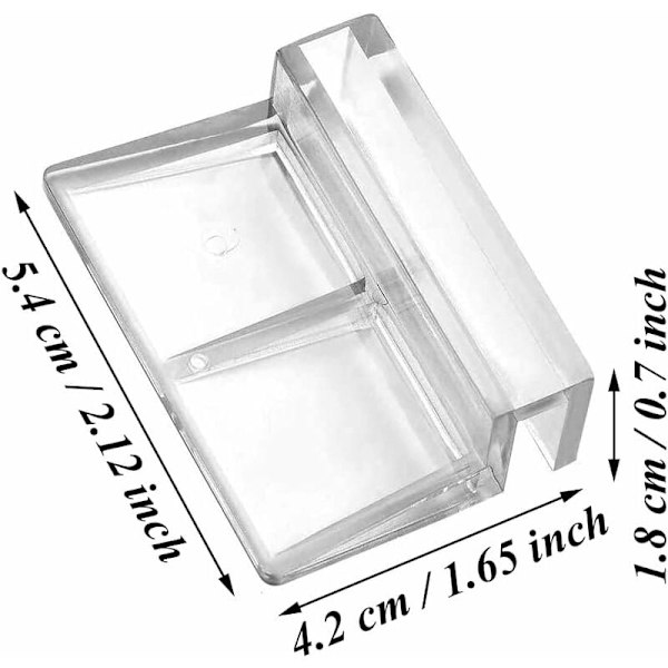 20 stk. Akvarielåg, Fiskekum Glaslåg Klips, Universal 6mm Klar Akryl Fiskekum Akryl Holder-Fei Yu