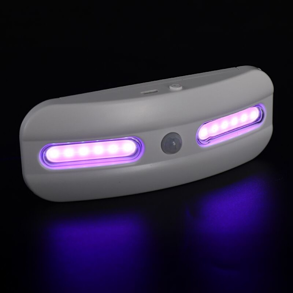 Uppladdningsbar UV-lampa Hållbar Rörelsesensor Nattljus Skåp UV Violett Ljus Steriliseringslampa för Kök, Badrum, Förvaring