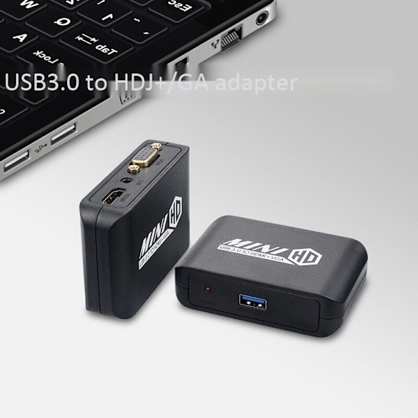 USB3.0 Videokonverter Stöd för 1080P USB3.0 till HDMI + VGA-adapter för TV, hörlurar, dator, projektor