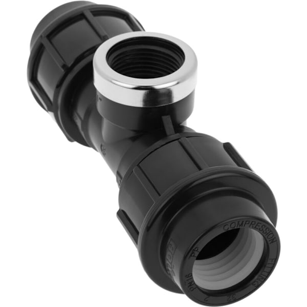 T-forbindelse med hun-gevind i polyethylen 32 mm x 1” til vandingssystem