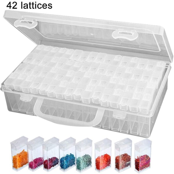 42 rutnät genomskinlig låda DIY handgjord pärlstav diamond painting glas förvaringslåda rispärla låda tillbehörslåda för nail art