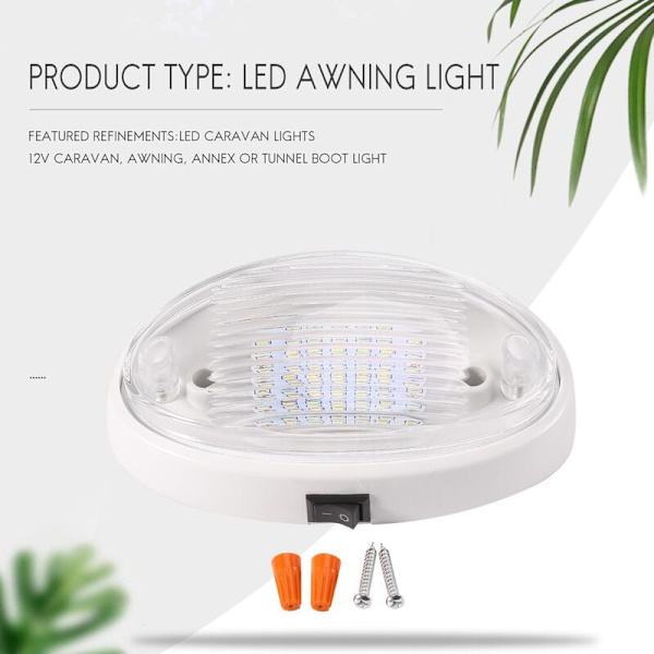 12V LED-lys med afbryder til campingvogn, autocamper, bådmarkise, bagagerumstunnel, hvid