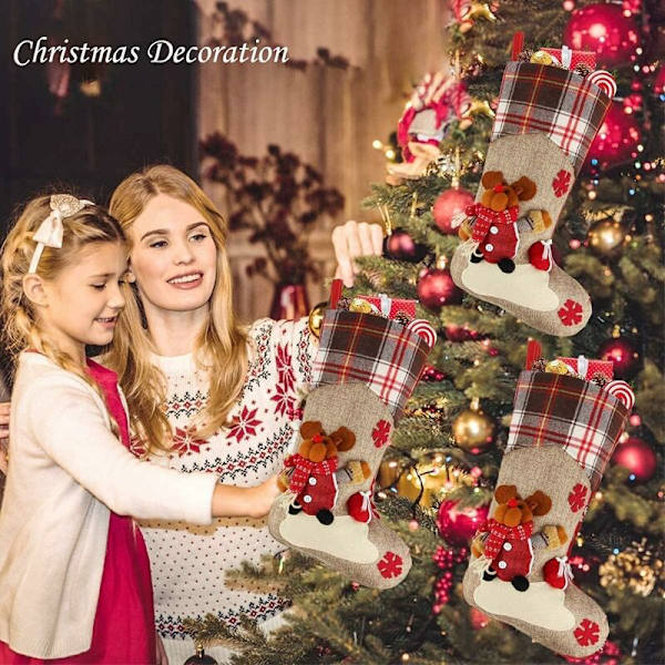 Julstrumpa, 1 st hängande julstrumpor, stor julstrumpa, julklapp, julstrumpa presentpåse för träd, eldstad
