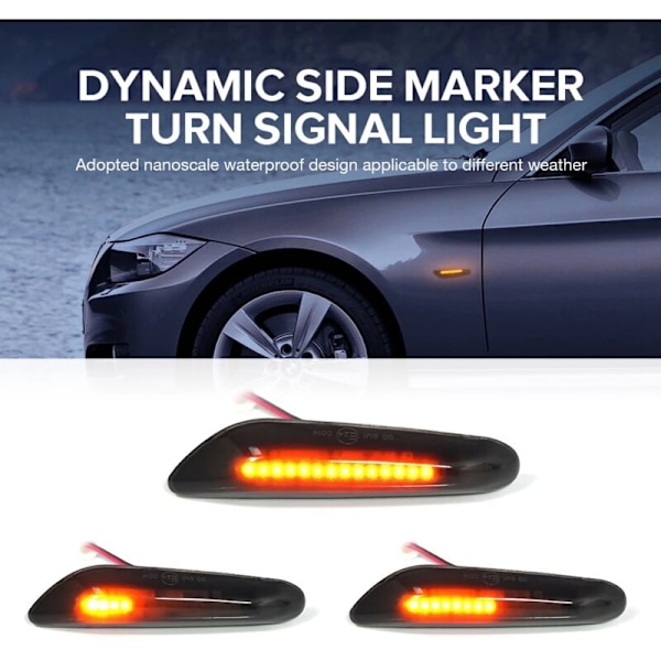 2 st rökfärgade dynamiska LED-blinkers med flytande blinkers för MW E46 E90 E91 E92 E93 E60