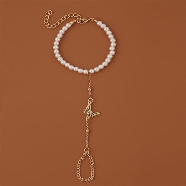 Pearl Hand Chain Armband Multilayer Chain Ring Armband Slave Hand Sele Satellit Chain Armband Smycken för kvinnor