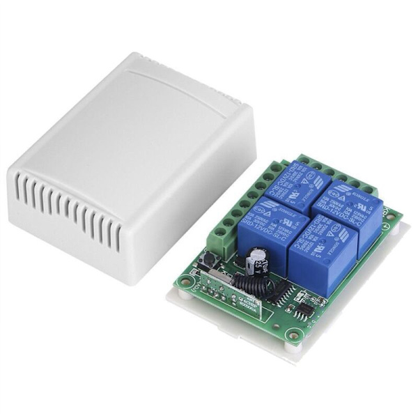 Universal Trådlös Fjärrkontrollbrytare DC 12V 4CH Relämottagarmodul med 4 Kanaler 433MHz RF Fjärrsändare Mhz