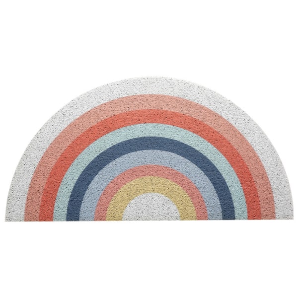 Kreativt halvcirkelformet tæppe skridsikker dørmåtte regnbuetryk gulvmåtte soveværelse tæppe indgangsdør måtte 50*80cm