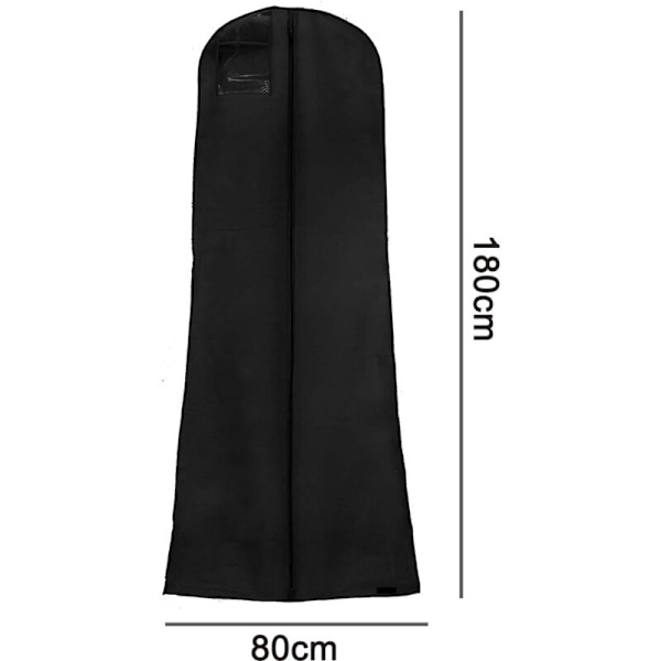 Store Tøjposer, 180 80 22 cm Støvbestandig Opbevaringspose Brudekjolepose, Sort