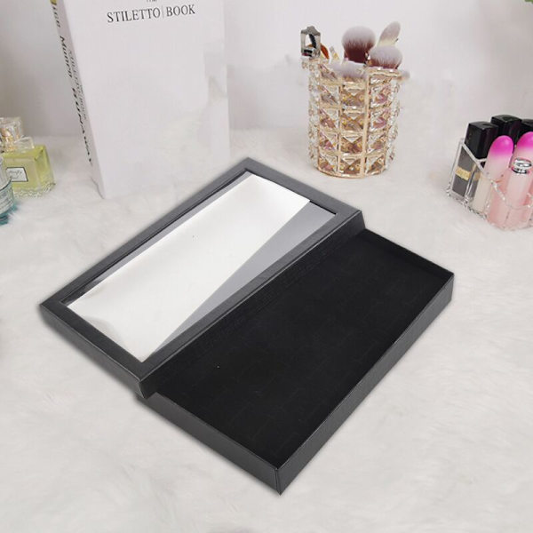 36 fack örhänge display box ring förvaring transparent display showcase case organizer hållare svart