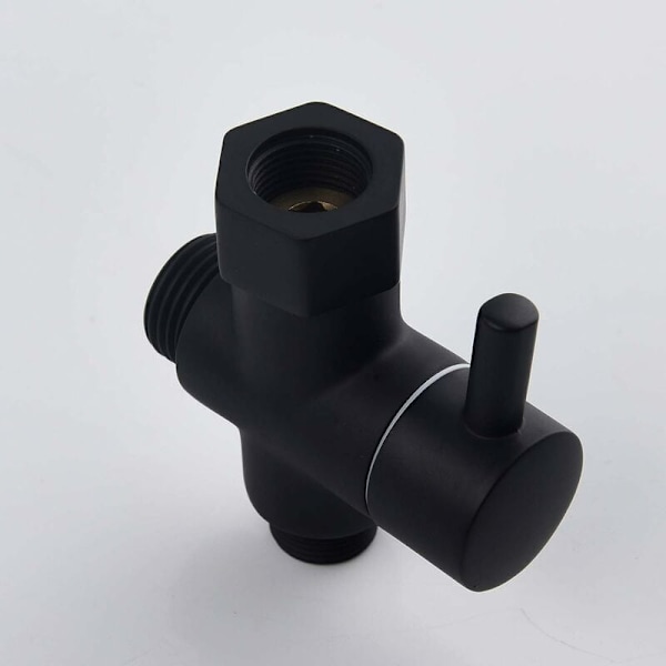 3-vejs afledningsventil i messing med lukkeventil 3/8\"-1/2\" adapter til toiletvandsledning, sort
