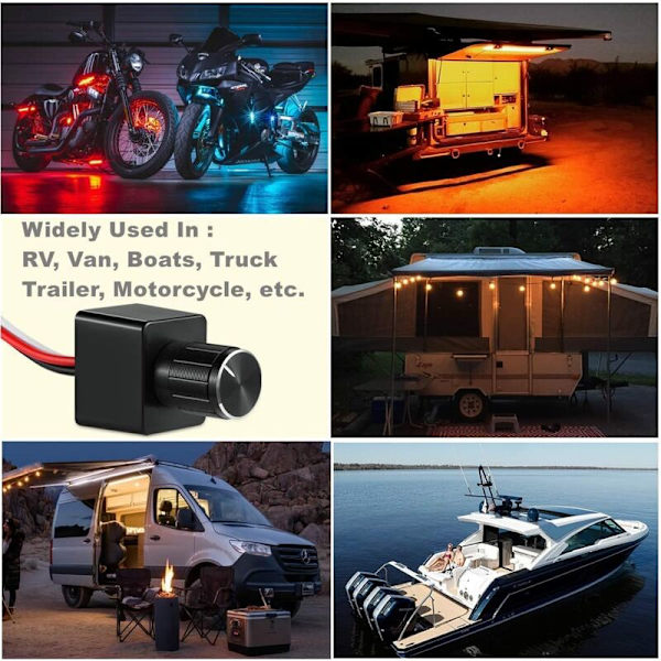 LED Dimmer Switch 12V DC PWM Dimmer Justerbar Controller til Autocamper Båd Trailer Van, til dæmpbar LED-lys, Halogen, Glødepære, Enkeltfarve