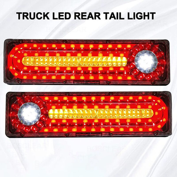 2 stk. 24V LED dynamisk bil lastbil baglygte blinklys bremselys til trailer varevogn (41,5 cm)