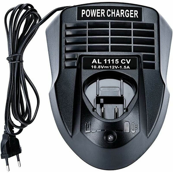 AL1115CV 10,8V 12V 1,5A Lithium-ion Batterilader til Bosch Li-ion Boremaskine/Skruemaskine, kompatibel med BAT411 BAT412A, med LED-indikator.