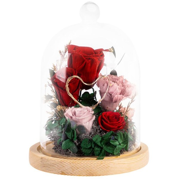 LED-lamppu Ikuinen ruusu Hääkoriste Ruusu Lasikukka Ystävänpäivän häälahja Ikuinen kukka Lahjapakkaus Punainen