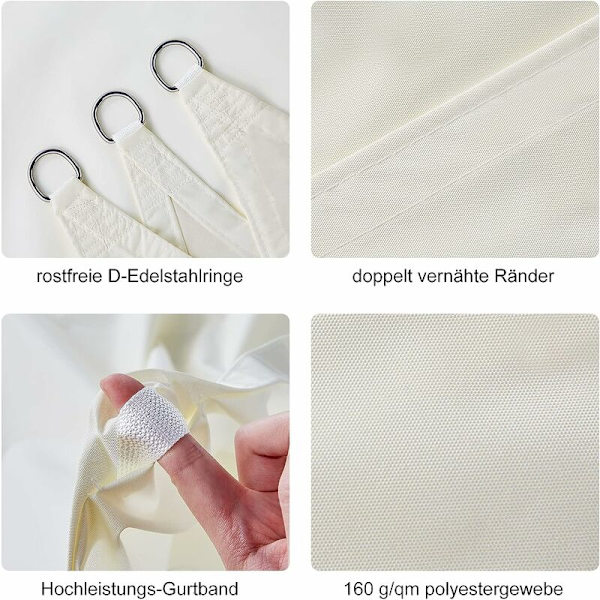 Rektangulär Vattentät Solsegel, Vattenavvisande PES Solskyddstyg, Resistent 98% UV-strålskydd för Utomhus Uteplats Terrass, off white 2x3