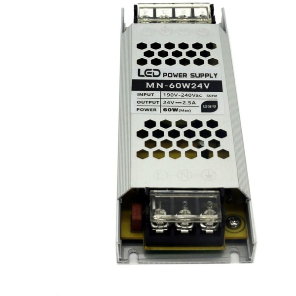 Ultra tynn strømbryter strømforsyningstransformator AC190-240V DC24V 2.5A 60W strømadapter for LED-strimler