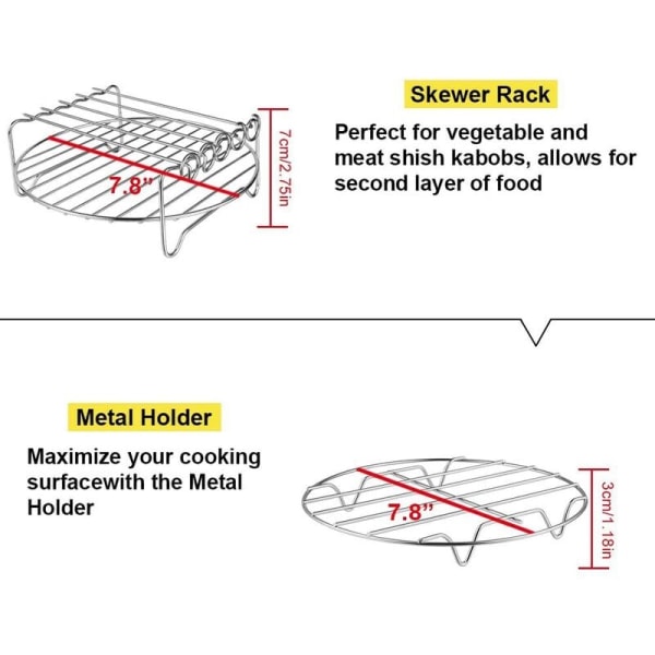 2 stk. Airfryer-tilbehør Multi-Purpose Airfryer Rack Set Dobbeltlagsstativ med spyd til XL Power Airfryer