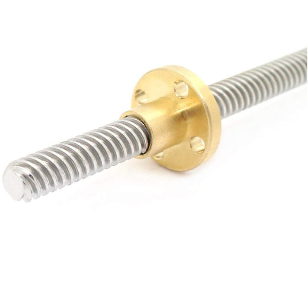 2 stk 400 mm 8 mm T8 Trapesgjengede stang med mutter for Z 3D-skrivermaskin (400 mm)