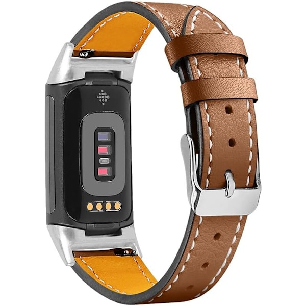 Passer til Fitbit Charge 5 klokkebånd for kvinner og menn, justerbare myke lærreim for kvinner, armbånd passer til Fitbit Charge 5