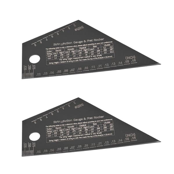 2x Gitarrbas Hals Fingerbräda Nivelleringsverktyg Linjal Mätning Rostfritt Stål Rocker Luthier