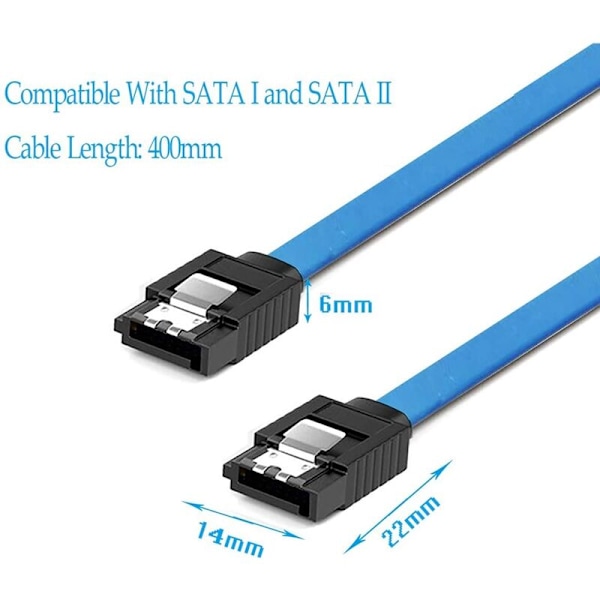 40cm SATA-datakabel 6,0 Gbps blå ändar Plug in Serial SATA-hårddiskkabel SATA 3.0 SSD-datakabel