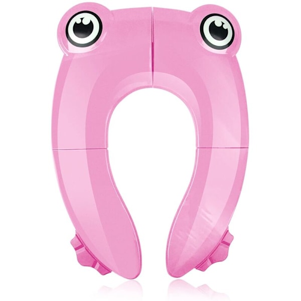 Foldbar Toiletstol til Børn, Bærbar Toilettræningstol til Børn, Rejsepottetræner til Småbørn med Opbevaringspose, Pink Frø
