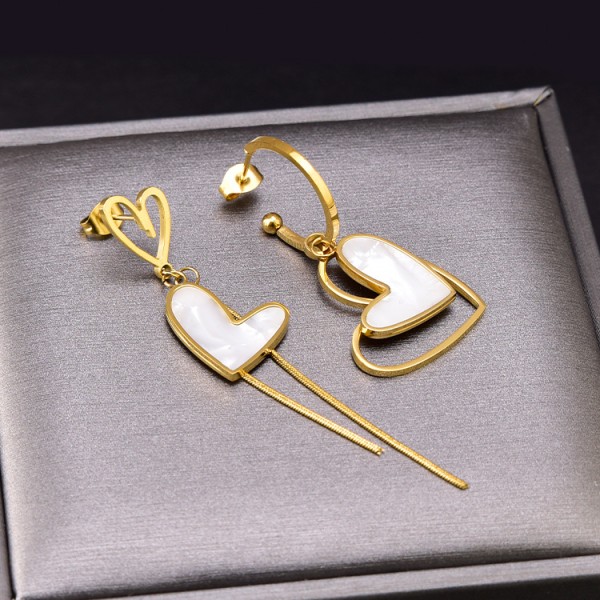 Asymmetriska hjärtformade örhängen, tjejers hjärtformade örhängen, Alla hjärtans dag, Mors dag, födelsedagspresenter