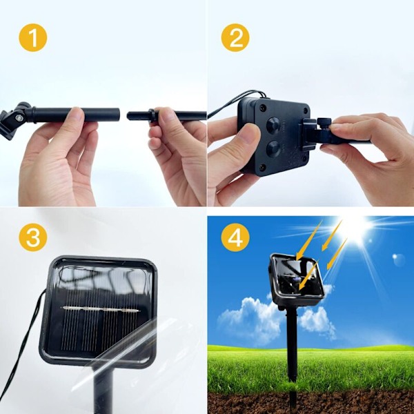 Solcelled Utendørs Lyslenke, 7m 50 LED Vann-Dråpe Solcelled Lyslenke, 8 Moduser Vanntette Utendørs Solcelled Lyslenke for Hagefest Jul (Var