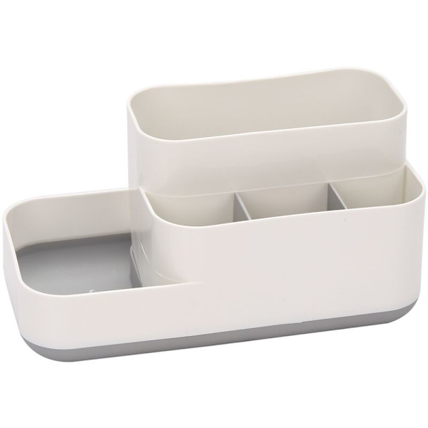 Plastik Makeup Organizer Badeværelse Opbevaringsboks Bordplade Desktop Opbevaringsboks Diverse Beholder Grå