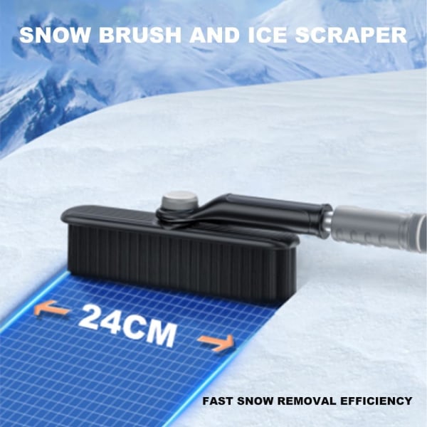 34-tommers bilfrontrute snøbørste og isskraper 3-i-1 uttrekkbar snøplog med ergonomisk skumhåndtak (hvit)