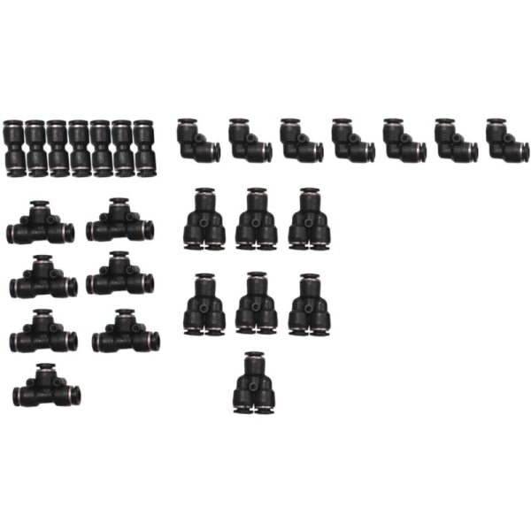 Tryck för att ansluta kopplingar Luftledning Pneumatiska kopplingar Kit 28 delar Luft Snabbkoppling Rörsläppningskontakter (1/4 tum)
